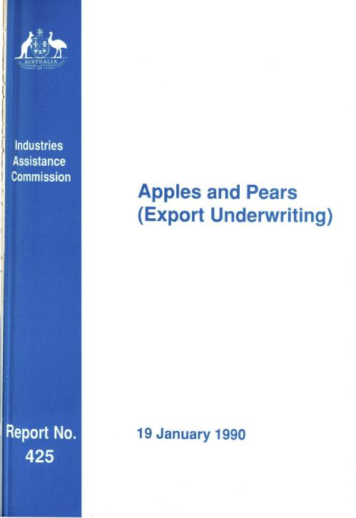 Apples and pears (export underwriting) / Industries Assistance Commission