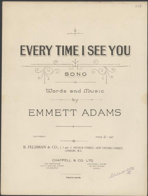 Every time I see you [music] : song / words and music by Emmett Adams