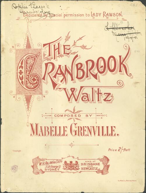 The Cranbrook waltz [music] / composed by Mabelle Grenville