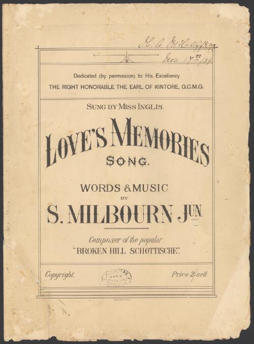 Love's memories (song) [music] / words and music [by] S. Milbourn, Jun