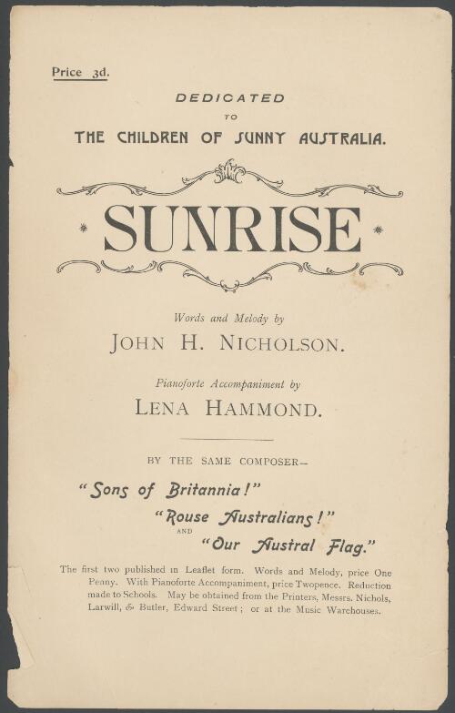 Sunrise [music] / words and melody by John H. Nicholson ; pianoforte accompaniment by Lena Hammond
