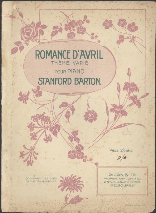 Romance D'Avril [music] : theme with variations / Stanford Barton