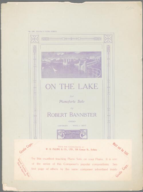 On the lake [music] : for pianoforte solo / by Robert Bannister