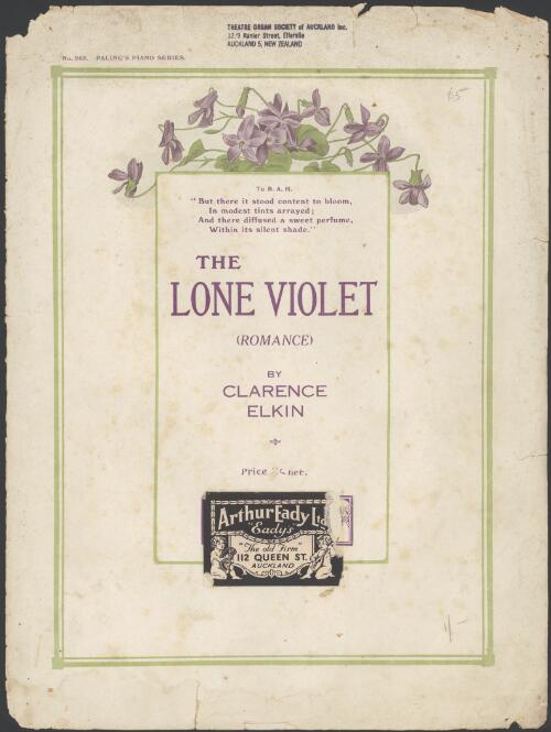 The lone violet [music] : romance / by Clarence Elkin