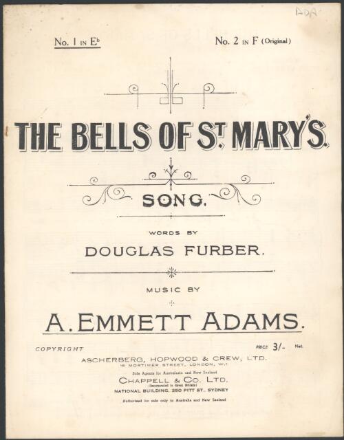The bells of St. Mary's [music] : song / music by A. Emmett Adams ; words by Douglas Furber