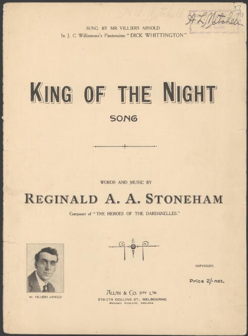 King of the night [music] : song / words and music by Reginald A.A. Stoneham