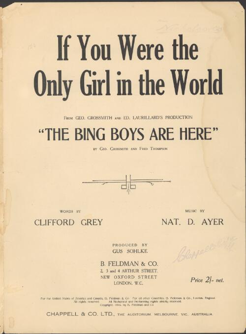If you were the only girl in the world [music] / words by Clifford Greg ; music by Nat. D. Ayer