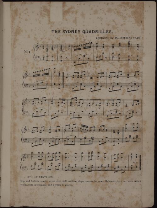 The Sydney quadrilles [music] / arranged by Mrs. Charles Read