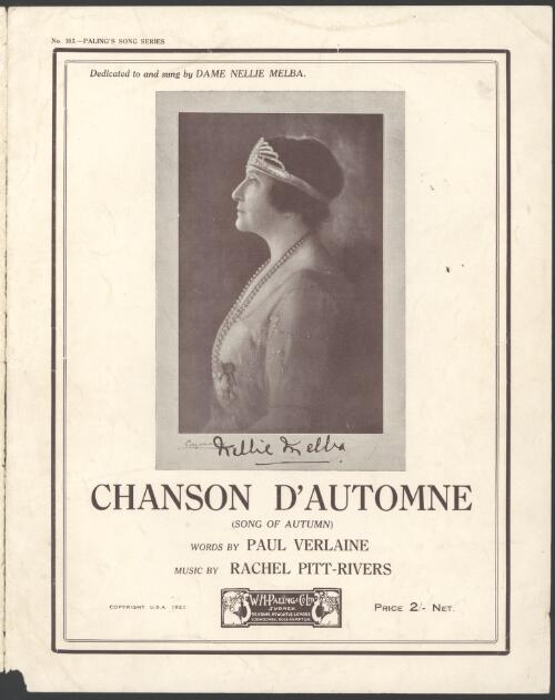 Chanson d'automne [music] / words by Paul Verlaine ; music by Rachel Pitt-Rivers