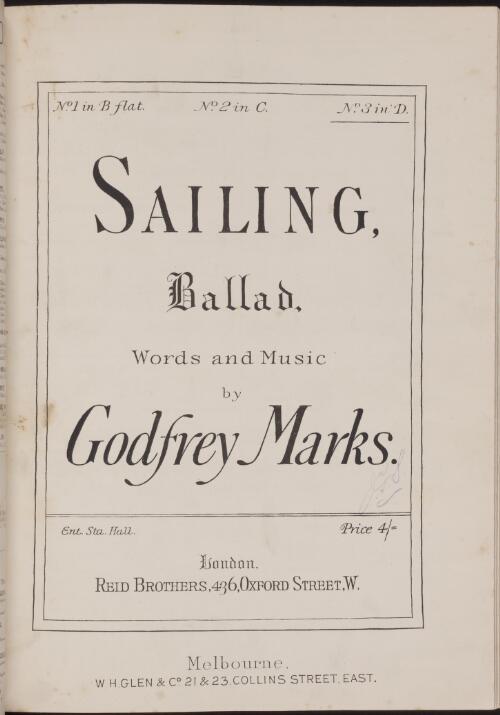 Sailing [music] : ballad / words and music by Godfrey Marks