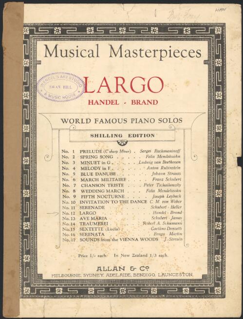Largo [music] / Handel ; arranged by Georges Brand
