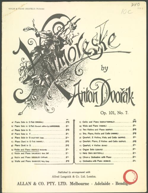 Humoreske, Op. 101, no. 7 [music] / by Anton Dvorak ; arrangement by Fabian Rehfeld