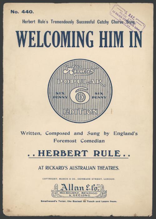 Welcoming him in [music] / written and composed by Herbert Rule