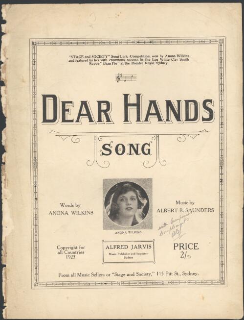 Dear hands [music] : song / words by Anona Wilkins ; music by Albert B. Saunders