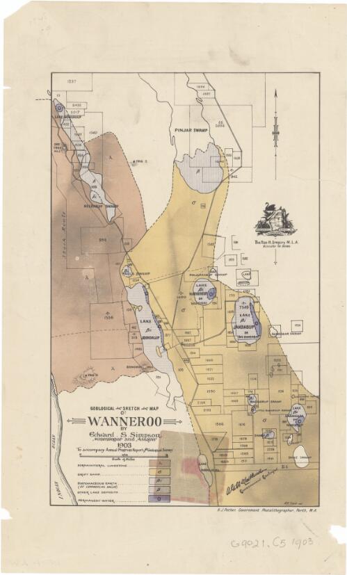 Geological sketch map of Wanneroo [cartographic material] / by Edward S. Simpson to accompany Annual progress report of the Geological Survey