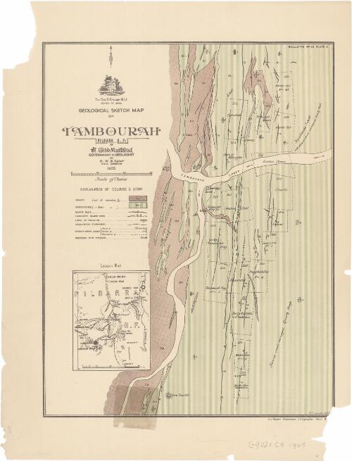 Geological sketch map of Tambourah, Pilbara G.F. [cartographic material] / by A. Gibb Maitland and H.W.B. Talbot