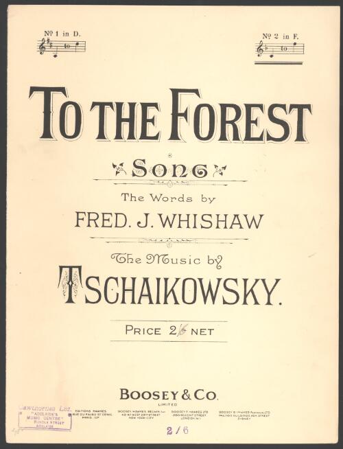 To the forest [music] : song / the words by Fred J. Whishaw ; the music by Tschaikowsky