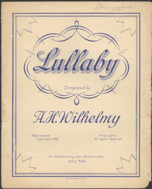 Lullaby [music] / composed by A.H. Wilhelmy