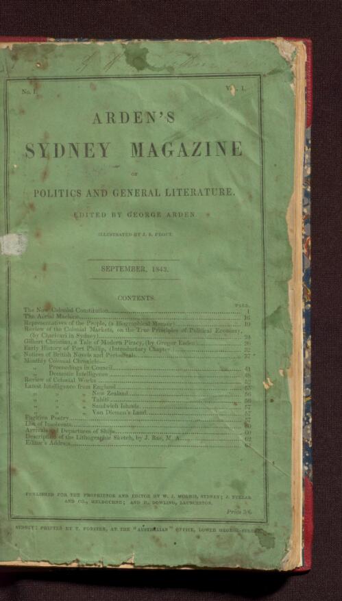 Arden's Sydney magazine of politics and general literature / edited by George Arden