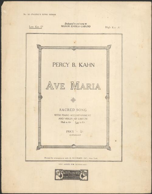 Ave Maria [music] : sacred song / Percy B. Kahn