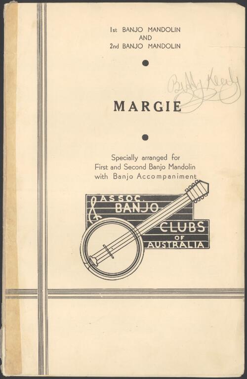 Margie [music] : specially arranged for first and second banjo mandolin with banjo accompaniment