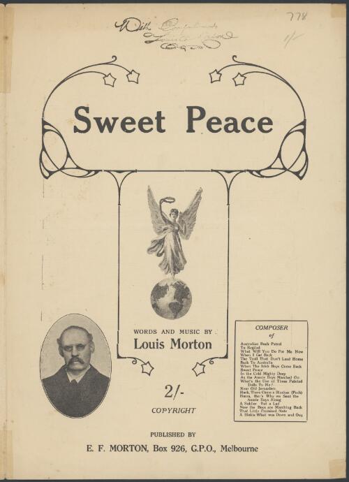 Sweet peace [music] / words and music by Louis Morton