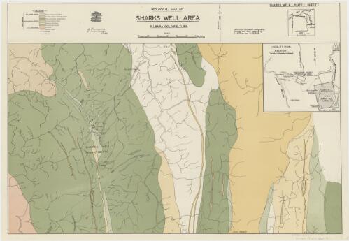 Geological map of Sharks Well area, Pilbara Goldfield, W.A. [cartographic material] : compiled from aerial photographs / Aerial, Geological and Geophysical Survey, Northern Australia ; geology and reef mapping by C.J. Sullivan and R.J. Telford