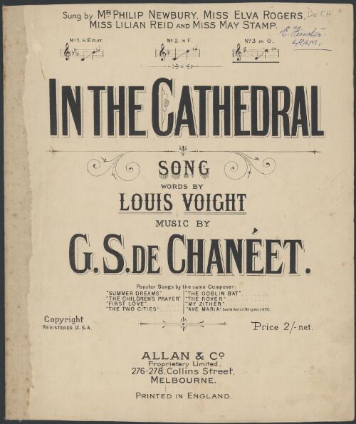 In the cathedral [music] : song / words by Louis Voight ; music by G. S. de Chaneet