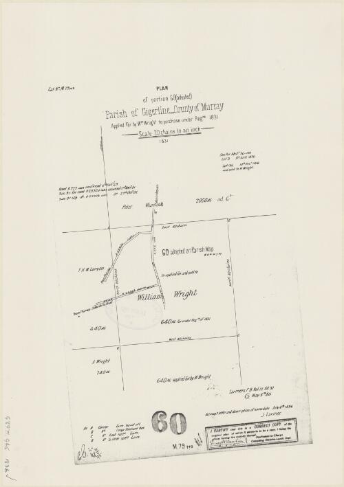 Plan of portion 60 (adopted) Parish of Gigerline, County of Murray / accomp... date July 4th.1836