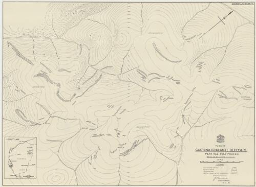 Plan of Coobina chromite deposits, Peak Hill gold-field, W.A. [cartographic material] / Aerial, Geological and Geophysical Survey, Northern Australia ; geology and vein mapping by J.C. Thompson ; K.J. Finucane senior geologist