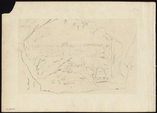 Landscape with distant view of a structure, New South Wales, approximately 1851 / Thomas Balcombe