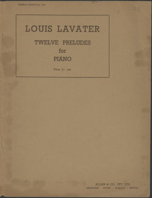Twelve preludes for piano [music] / Louis Lavater