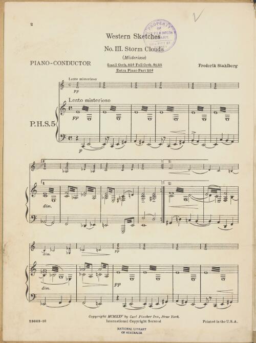 State Theatre collection of scores and parts for cinema use [ca. 1900-ca. 1950] [music]