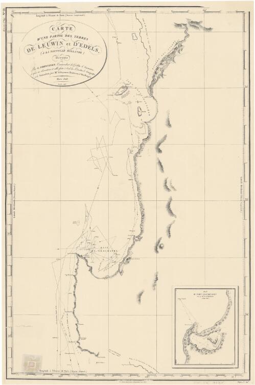 Carte d'une partie des Terres de Leuwin et D'Edels, (a la nouvelle Hollande) [cartographic material] / dressee par L. Freycinet