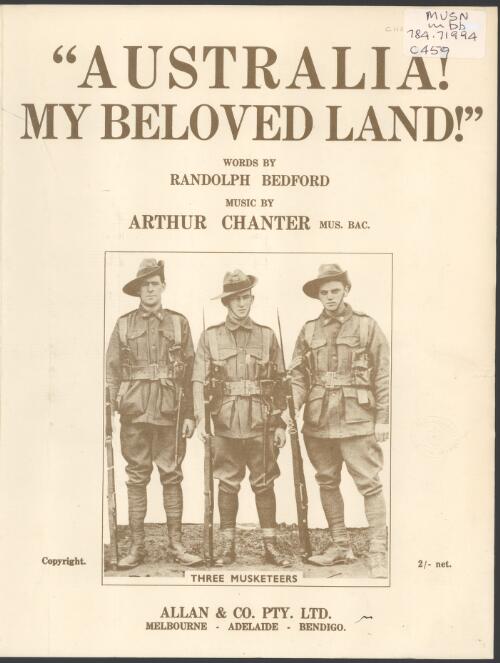 Australia my beloved land [music] / words by Randolph Bedford ; music by Arthur Chanter