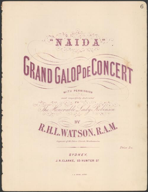 Naida [music] : grand galop de concert / by R.H.L. Watson