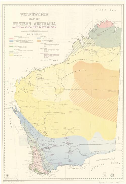 Vegetation map of Western Australia showing eucalypt distribution. F. D. Plan no. 988 [cartographic material] / compiled by C.A. Gardner ... ; in association with T.N. Stoate Conservator of Forests