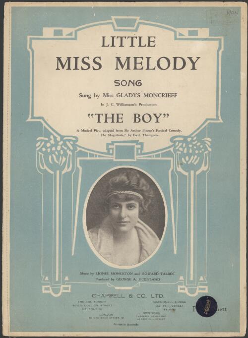 Little Miss Melody [music] : song / words by Percy Greenbank ; music by Lionel Monckton