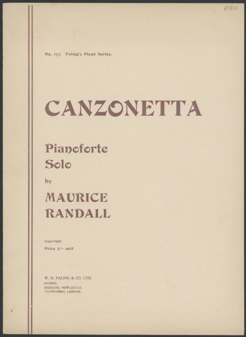 Canzonetta, op. 25 [music] : romance / Maurice Randall