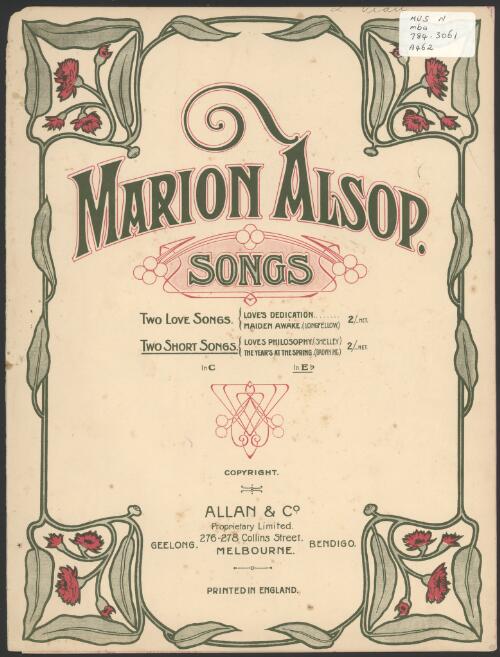 Songs [music] / [music by] Marion Alsop