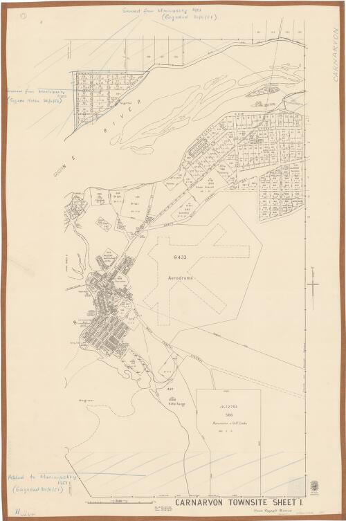 Carnarvon, townsite. Sheet 1 [cartographic material] / Department of Lands and Surveys