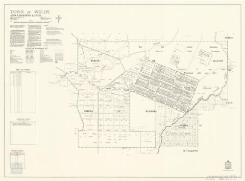 Town of Welby and adjoining lands [cartographic material] : Parishes - Jellore, Berrima and Colo, County - Camden, Land District - Moss Vale, Shire - Mittagong / printed & published by the Dept. of Lands, Sydney