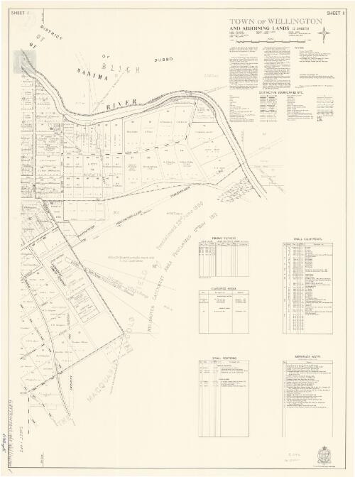 Town of Wellington and adjoining lands [cartographic material] : Parish - Wellington, Parishes - Curra & Gundi, County - Wellington, County - Gordon, Land District - Wellington, Shire - Wellington / printed & published by Dept. of Lands, Sydney
