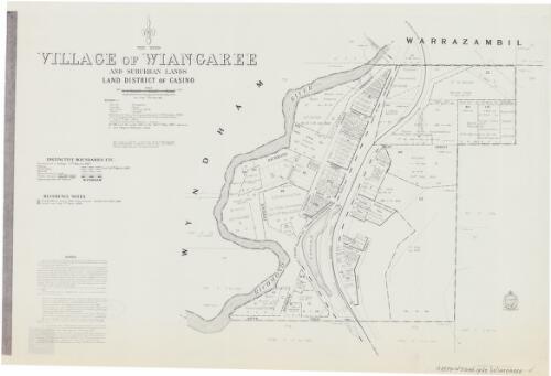 Village of Wiangaree and suburban lands [cartographic material] : Land District of Casino, Parish - Wiangaree, County - Rous, Division - Eastern, N.S.W., Shire - Kyogle / compiled, drawn & printed at the Department of Lands, Sydney. N.S.W