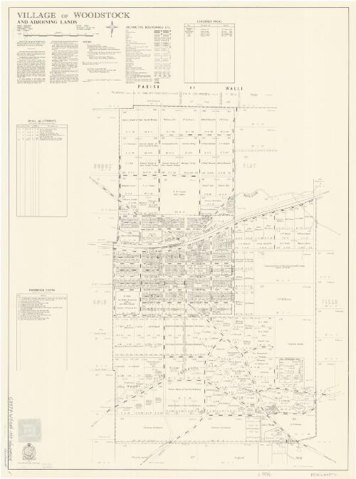 Village of Woodstock and adjoining lands [cartographic material] : Parish - Kenilworth, County - Bathurst, Land District - Cowra, Shire - Waugoola / printed & published by Dept. of Lands, Sydney