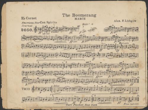 The boomerang [music] : march / Alex. F. Lithgow