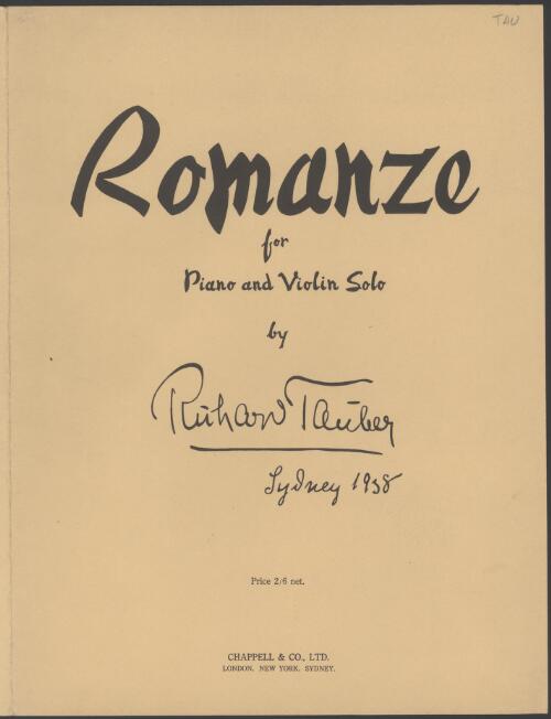 Romanze for piano and violin solo [music] / by Richard Tauber