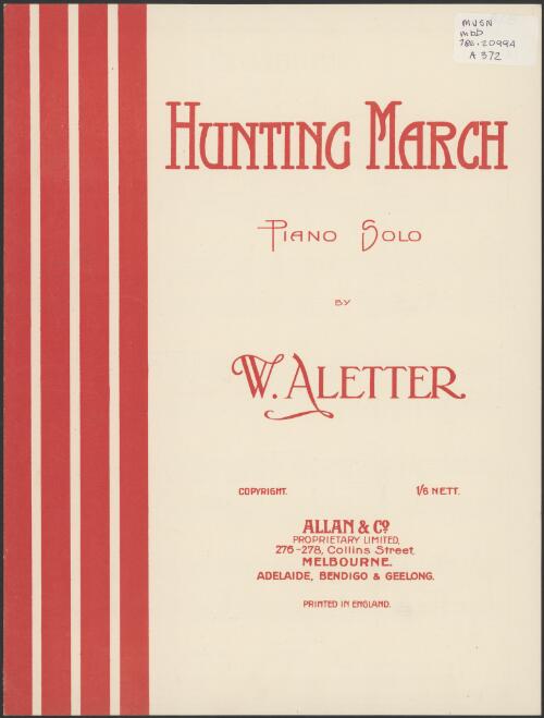 Hunting march [music] / by W. Aletter