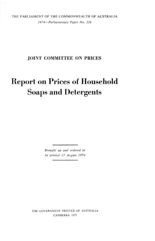 Report on prices of household soaps and detergents