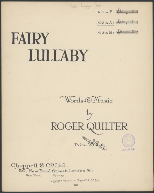 Fairy lullaby [music] / words and music by Roger Quilter
